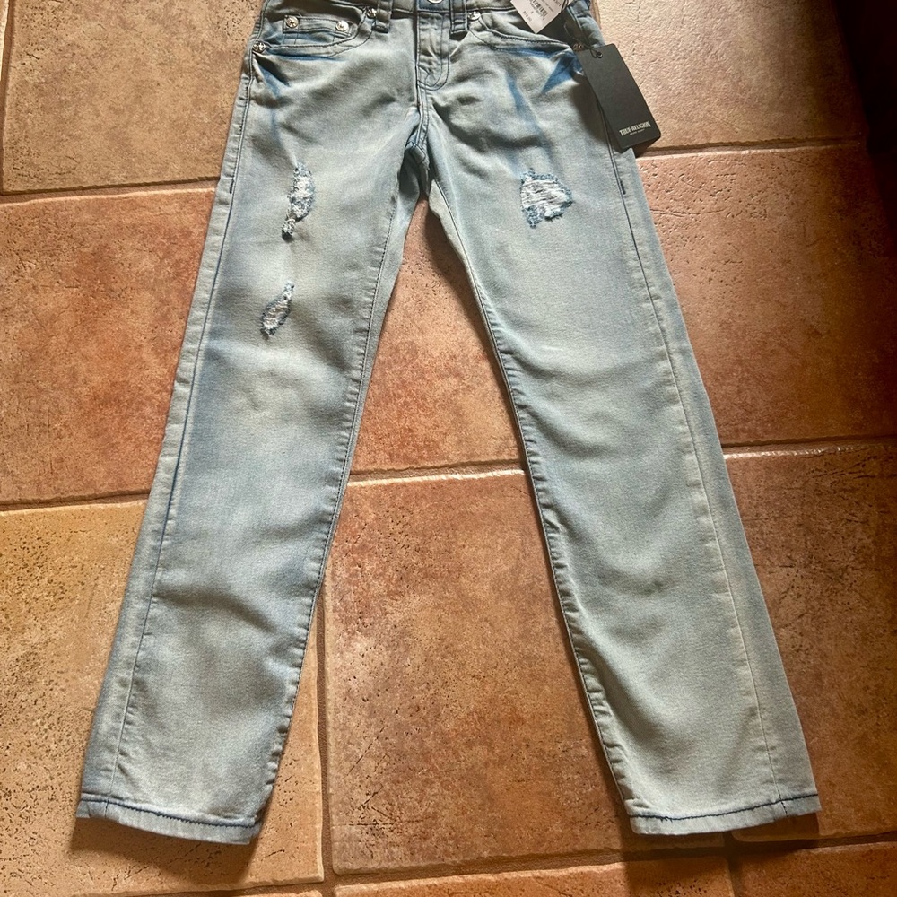 True Religion Kids Distressed Light Blue Jeans Size 8